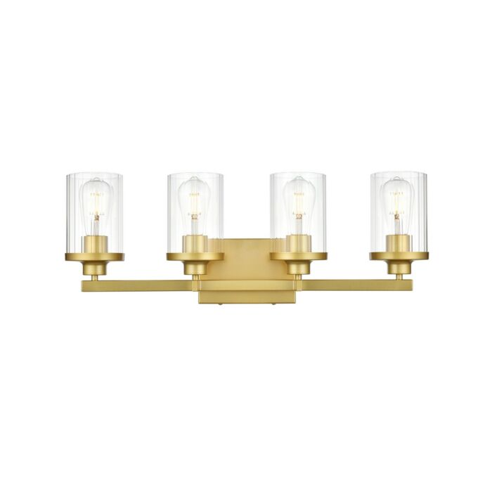 Saanvi 4-Light Bathroom Vanity Light Sconce in Brass and Clear