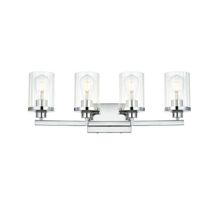 Saanvi 4-Light Bathroom Vanity Light Sconce in Chrome and Clear