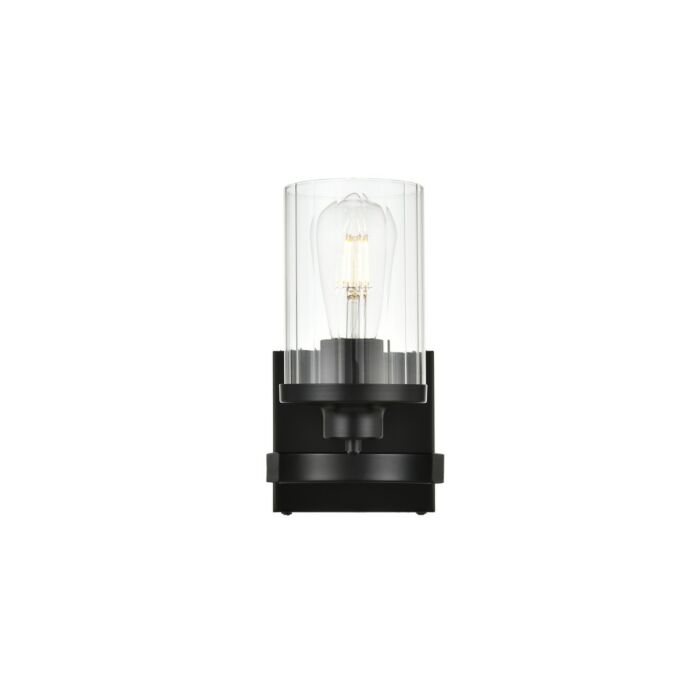 Saanvi 1-Light Bathroom Vanity Light Sconce in Black and Clear
