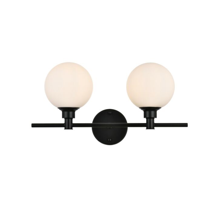 Cordelia 2-Light Bathroom Vanity Light Sconce in Black and frosted white