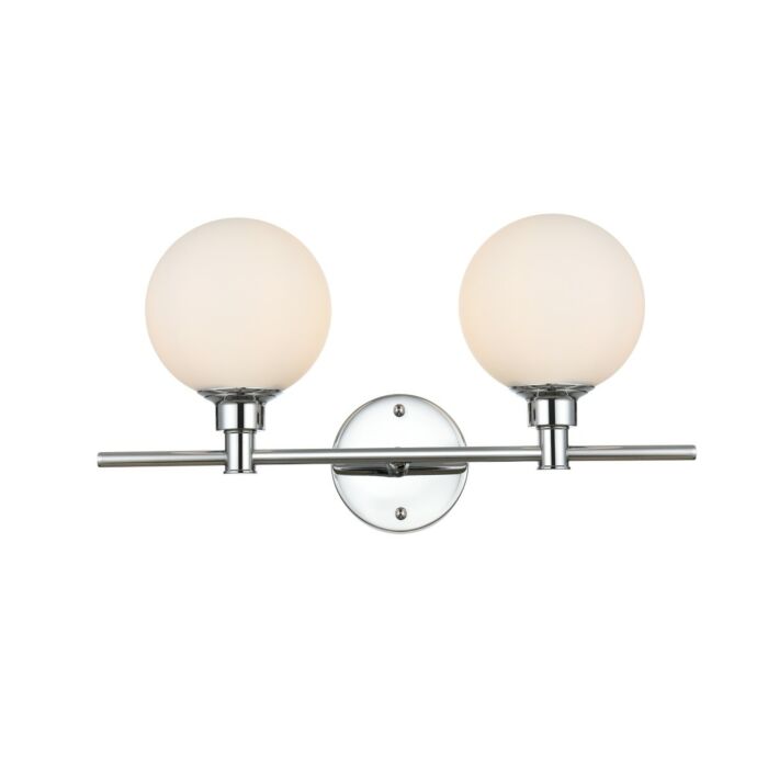 Cordelia 2-Light Bathroom Vanity Light Sconce in Chrome and frosted white