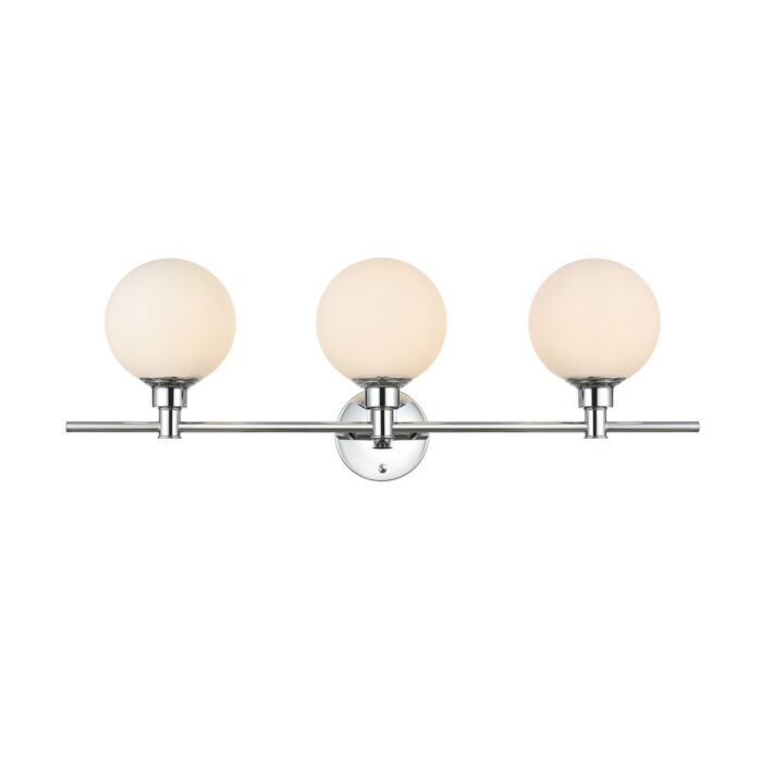 Cordelia 3-Light Bathroom Vanity Light Sconce in Chrome and frosted white