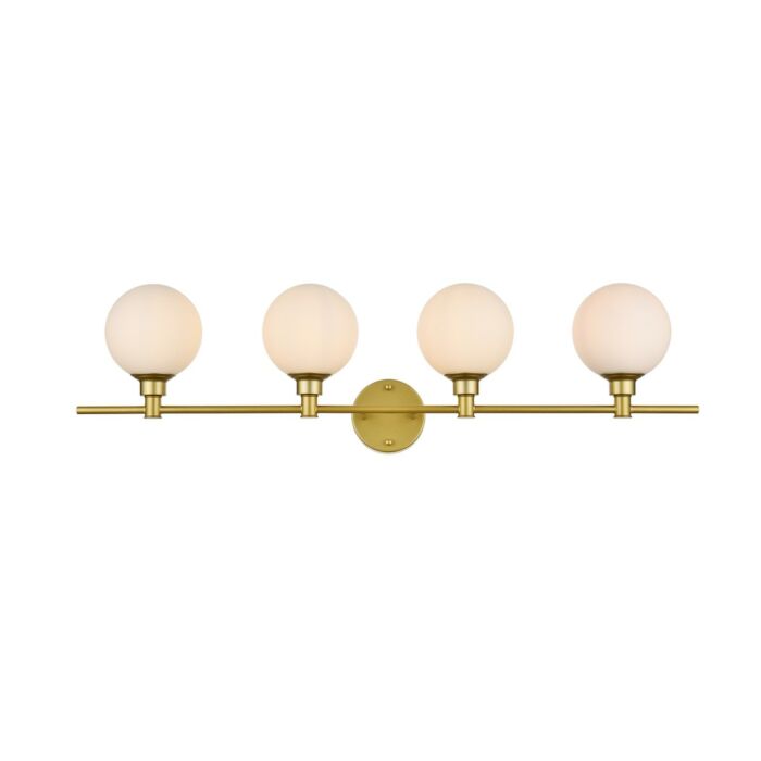 Cordelia 4-Light Bathroom Vanity Light Sconce in Brass and frosted white