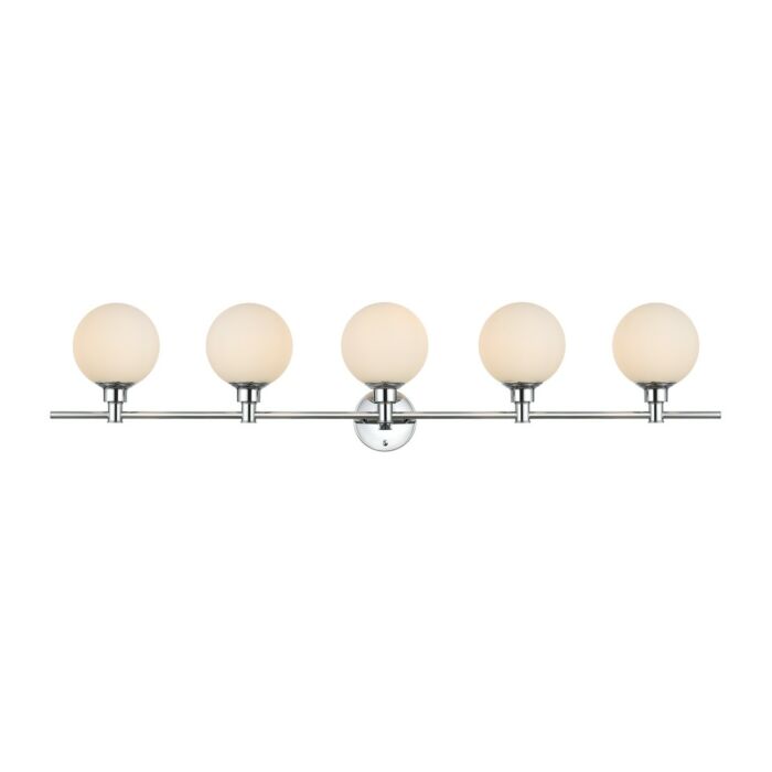 Cordelia 5-Light Bathroom Vanity Light Sconce in Chrome and frosted white