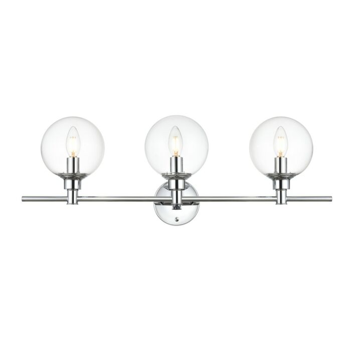Jaelynn 3-Light Bathroom Vanity Light Sconce in Chrome and Clear