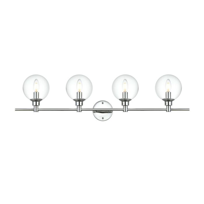 Jaelynn 4-Light Bathroom Vanity Light Sconce in Chrome and Clear