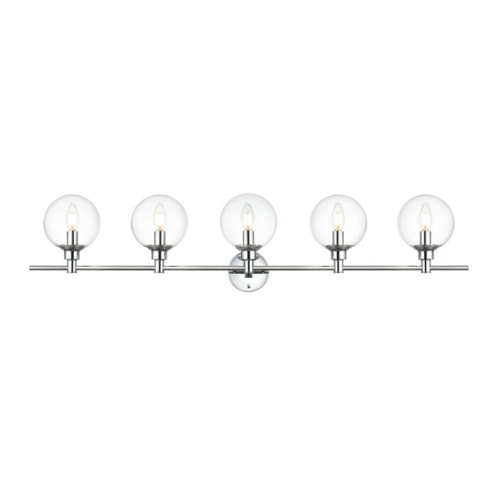Jaelynn 5-Light Bathroom Vanity Light Sconce in Chrome and Clear