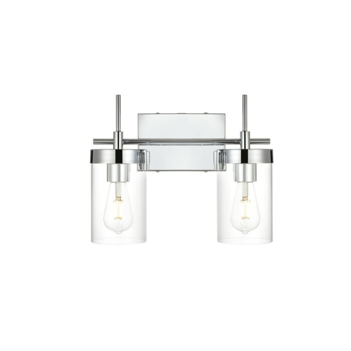 Benny 2-Light Bathroom Vanity Light Sconce in Chrome and Clear