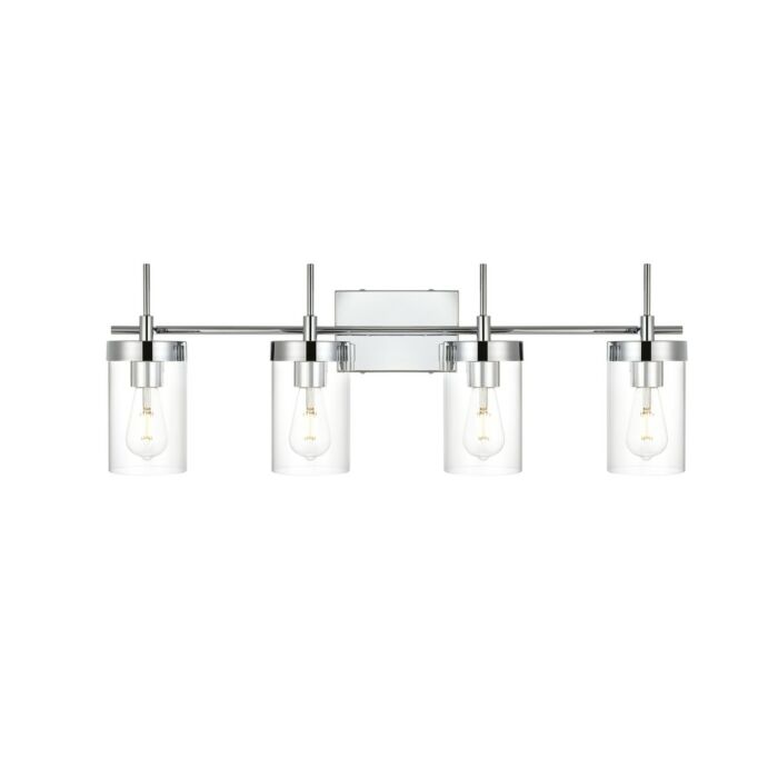 Benny 4-Light Bathroom Vanity Light Sconce in Chrome and Clear