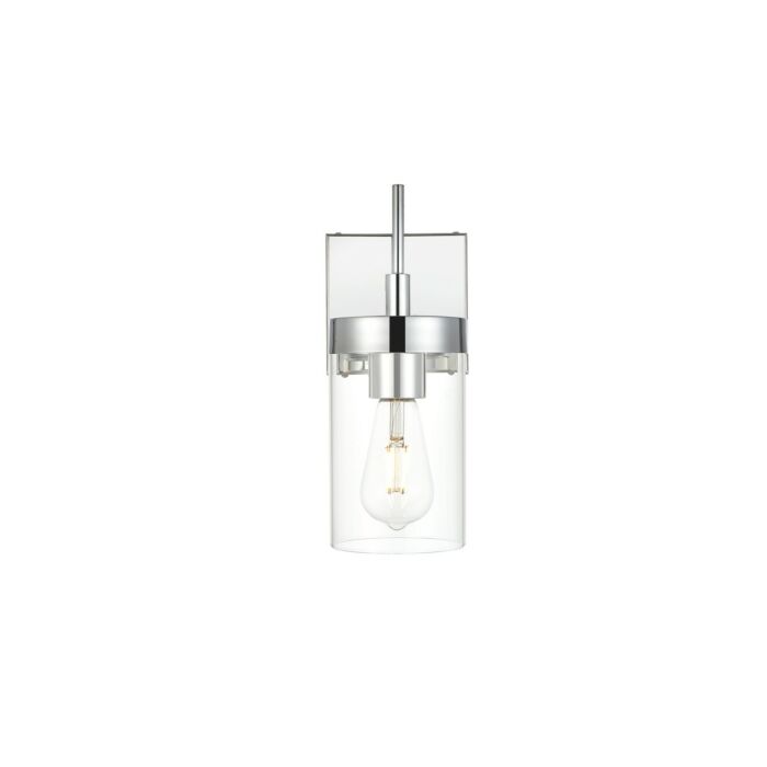Benny 1-Light Bathroom Vanity Light Sconce in Chrome and Clear