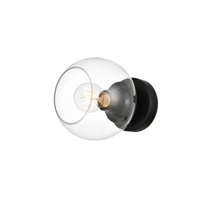 Rogelio 1-Light Bathroom Vanity Light Sconce in Black and Clear
