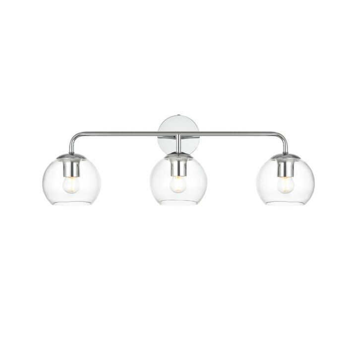 Genesis 3-Light Bathroom Vanity Light Sconce in Chrome and Clear