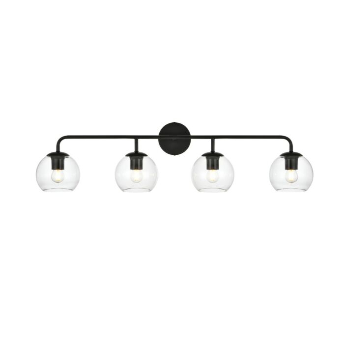 Genesis 4-Light Bathroom Vanity Light Sconce in Black and Clear