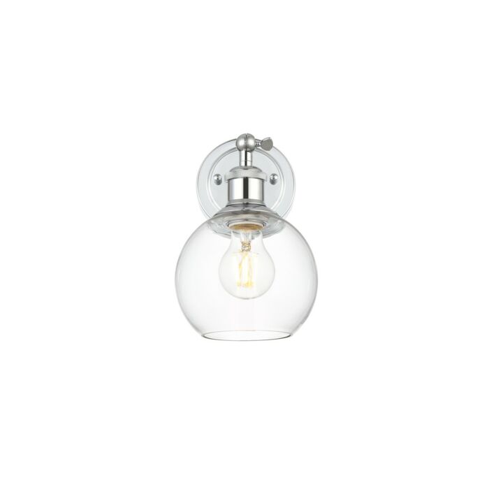 Kai 1-Light Bathroom Vanity Light Sconce in Chrome and Clear