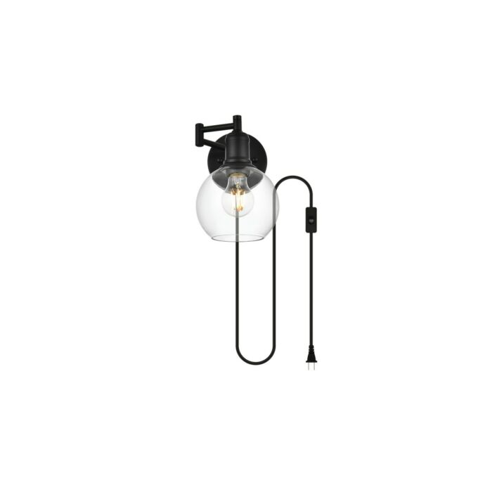 Caspian 1-Light Wall Sconce in Black and Clear