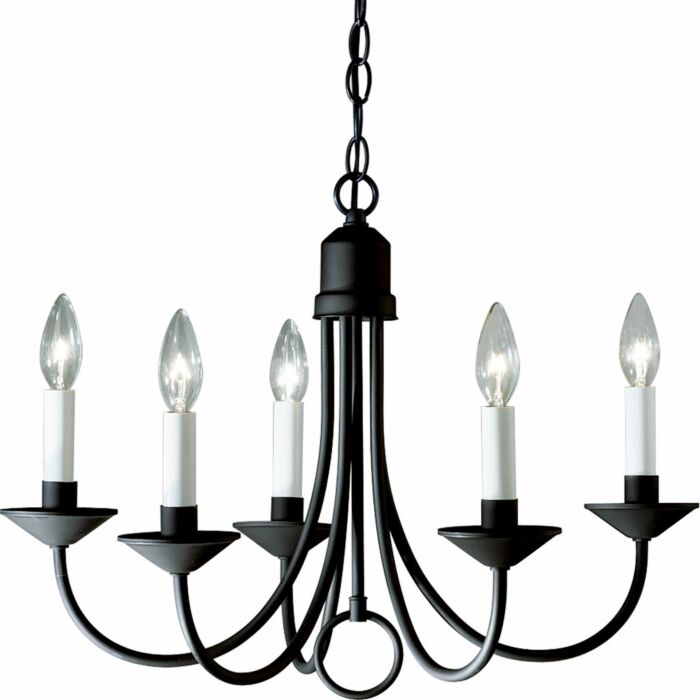5-Light Five Light Chandelier in Textured Black