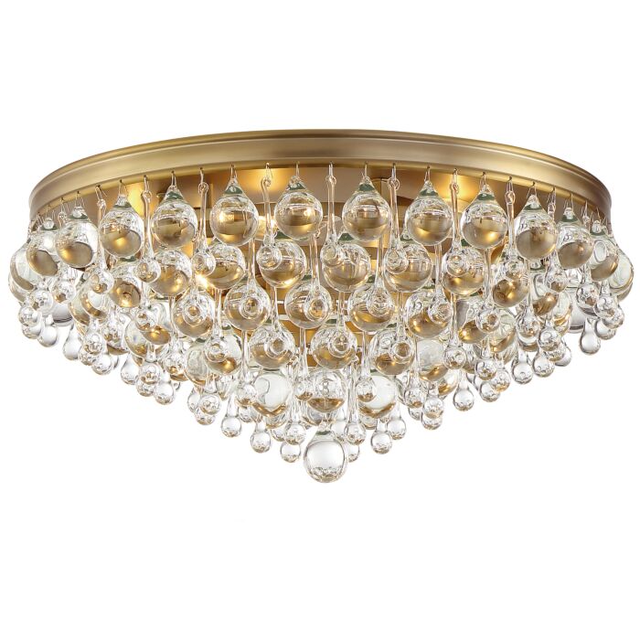 Crystorama Calypso 6 Light 20 Inch Ceiling Light in Vibrant Gold with Clear Glass Drops Crystals