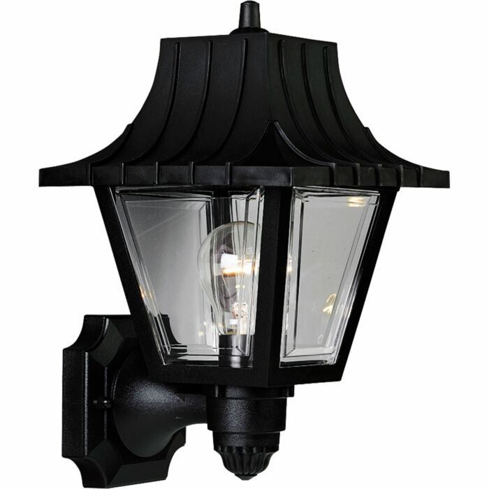 Mansard 1-Light Wall Lantern in Black