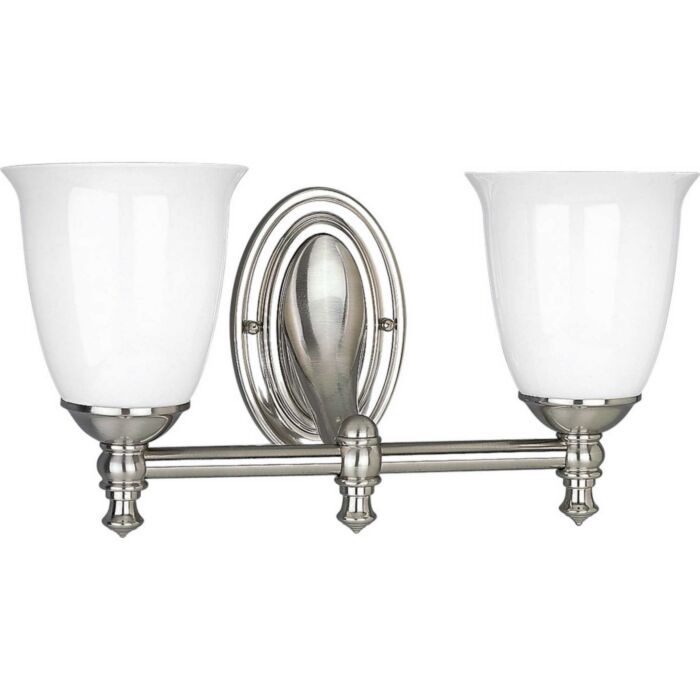 Victorian 2-Light Bathroom Vanity Light in Brushed Nickel