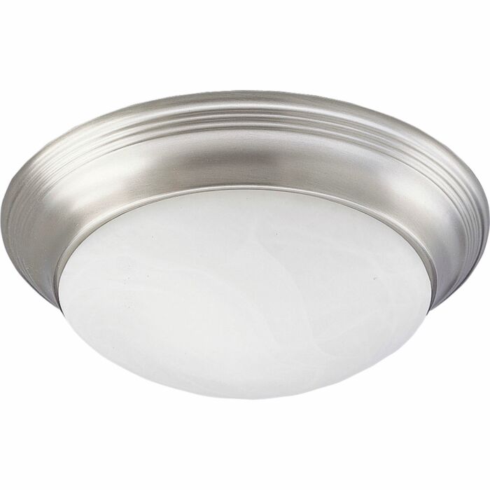 Alabaster Glass 1-Light Flush Mount in Brushed Nickel