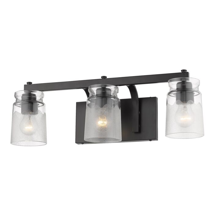 Golden Travers 3 Light 23 Inch Bathroom Vanity Light in Black