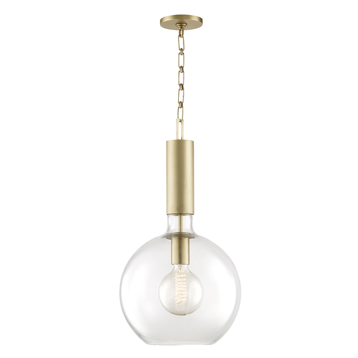 Hudson Valley Raleigh 25 Inch Pendant Light in Aged Brass