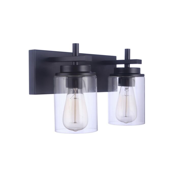 Reeves 2-Light Bathroom Vanity Light in Flat Black