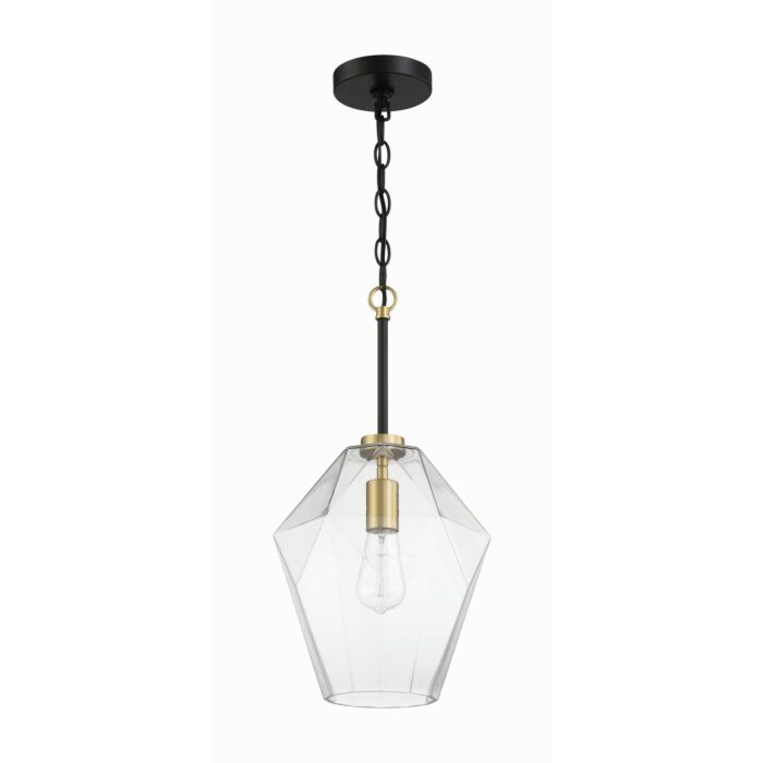 Avante Grand 1-Light Pendant in Flat Black with Satin Brass