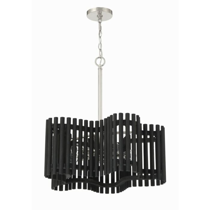 Freeform 5-Light Chandelier in Polished Nickel with Black Walnut