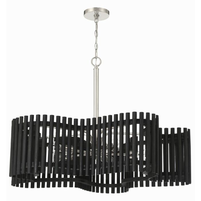 Freeform 5-Light Chandelier in Polished Nickel with Black Walnut