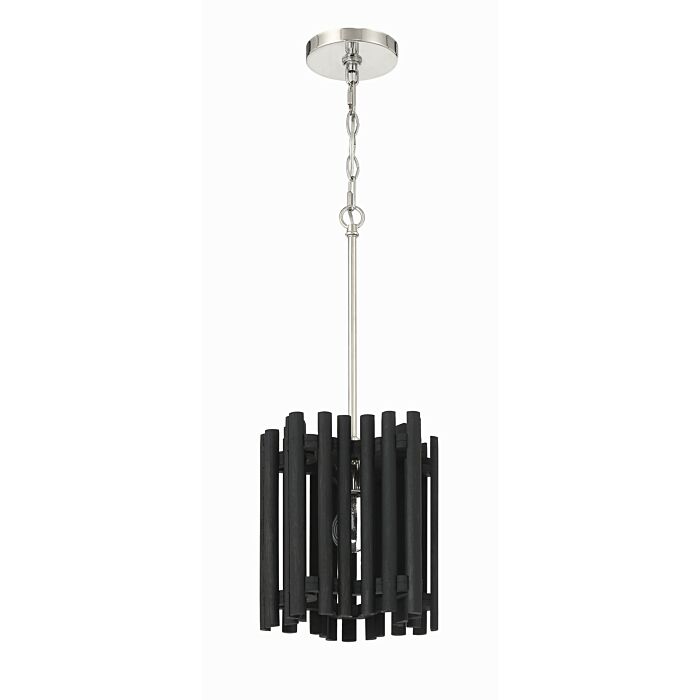 Freeform 1-Light Pendant in Polished Nickel with Black Walnut