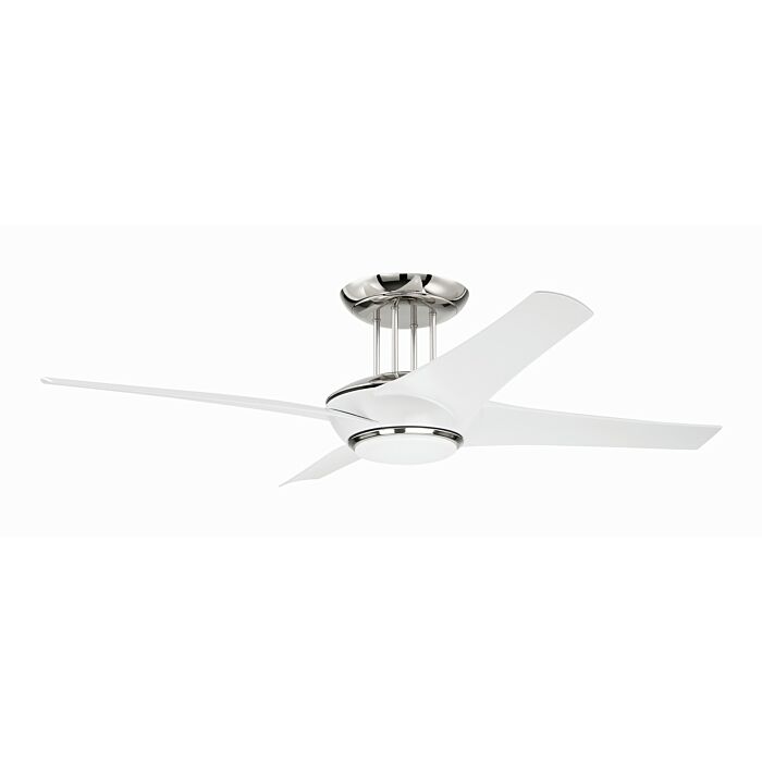 Cam 1-Light 54" Hanging Ceiling Fan in White with Polished Nickel