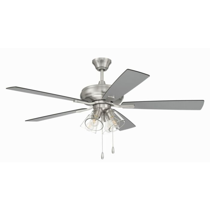 Economy Clear 4-Light 52" Hanging Ceiling Fan in Brushed Polished Nickel