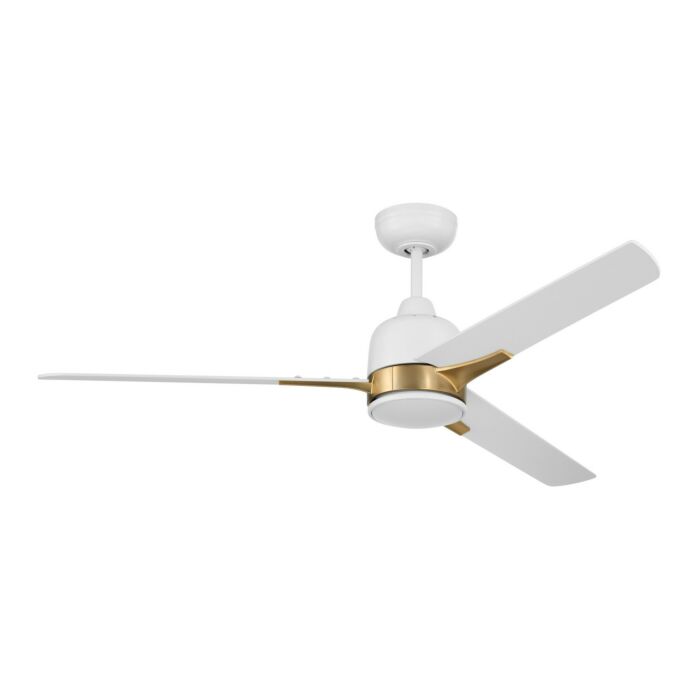 Fuller 1-Light 52" Hanging Ceiling Fan in White with Satin Brass