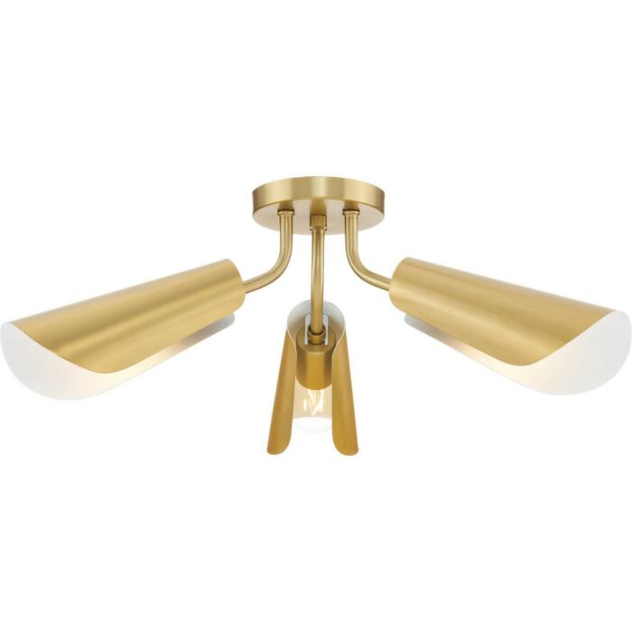 Cornett 3-Light Flush Mount in Brushed Gold