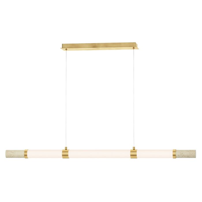 Travertine 3-Light LED Linear Pendant in Travertine with Gold