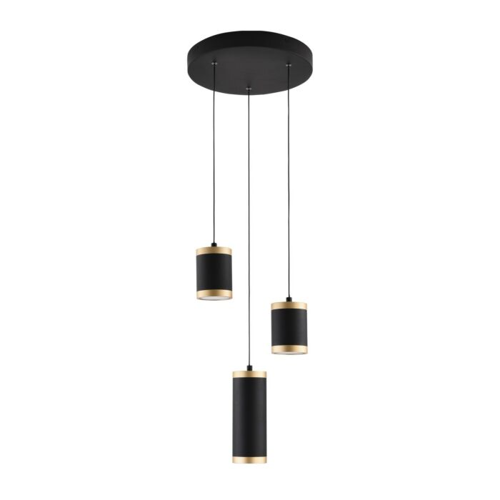 Cuff 3-Light LED Pendant in Black with Gold