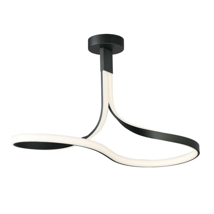 Serpentine 1-Light LED Semi-Flush Mount in Black