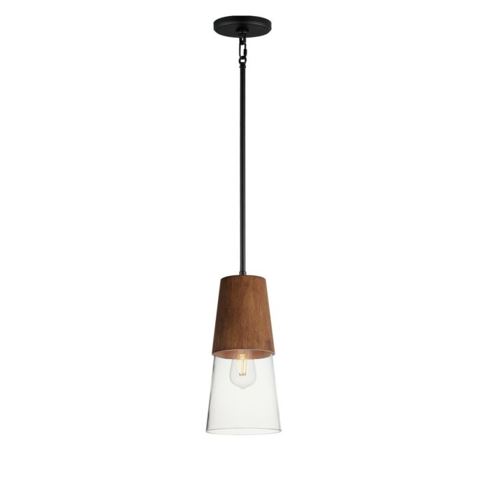 Carpenter 1-Light Mini Pendant in Walnut with Black