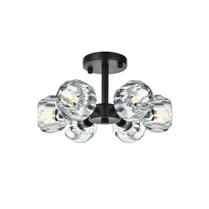 Eren 6-Light Flush Mount in Black
