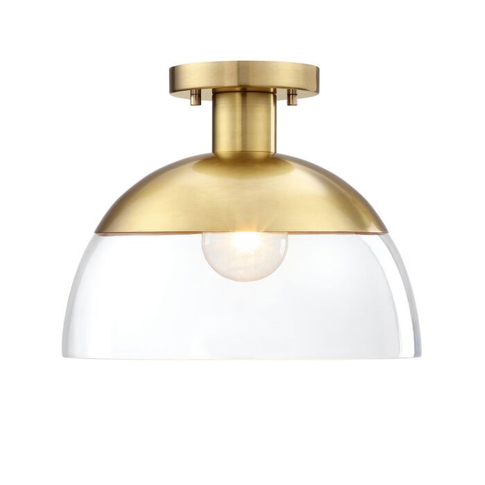 Rey 1-Light Semi-Flush Mount in Brushed Gold