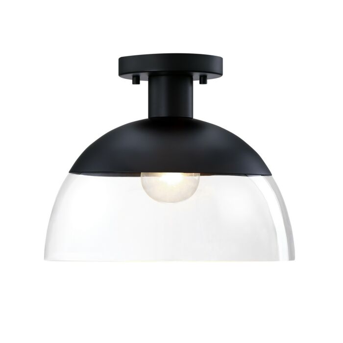 Rey 1-Light Semi-Flush Mount in Matte Black