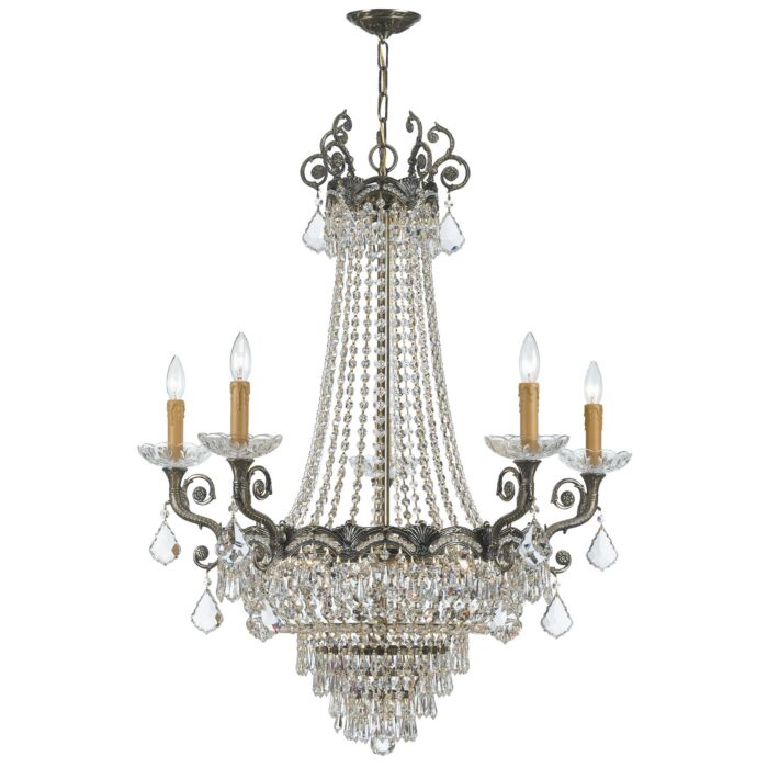 Crystorama Majestic 13 Light 38 Inch Traditional Chandelier in Historic Brass with Clear Hand Cut Crystals