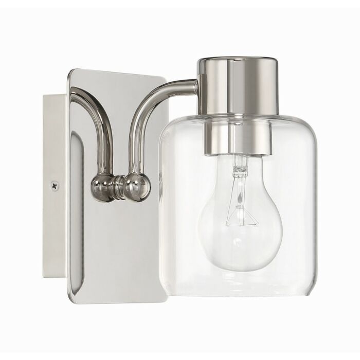 Rori 1-Light Wall Sconce in Polished Nickel