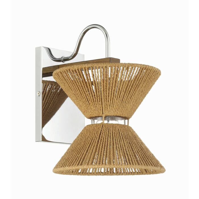 Serena 1-Light Wall Sconce in Chrome with Walnut