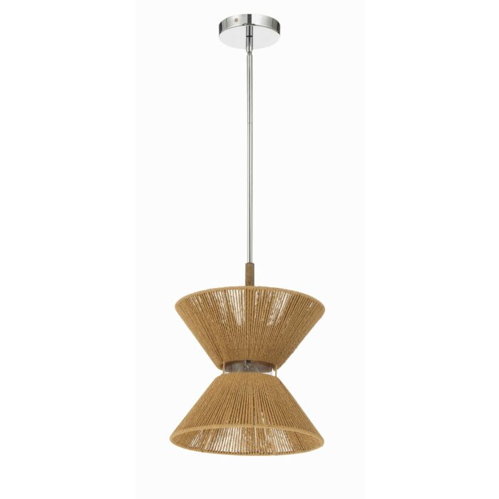Serena 1-Light Pendant in Chrome with Walnut