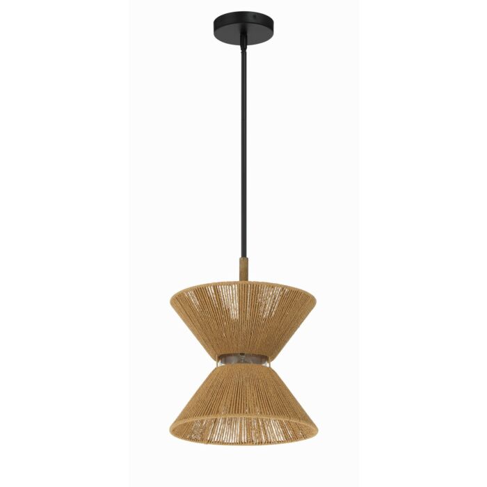 Serena 1-Light Pendant in Flat Black with Walnut