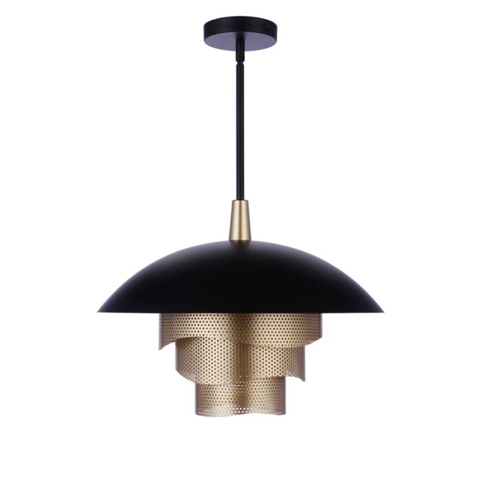 Sculptural Statement Pendants 1-Light LED Pendant in Flat Black with Matte Gold