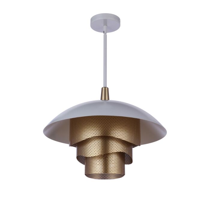 Sculptural Statement Pendants 1-Light LED Pendant in Matte White with Matte Gold