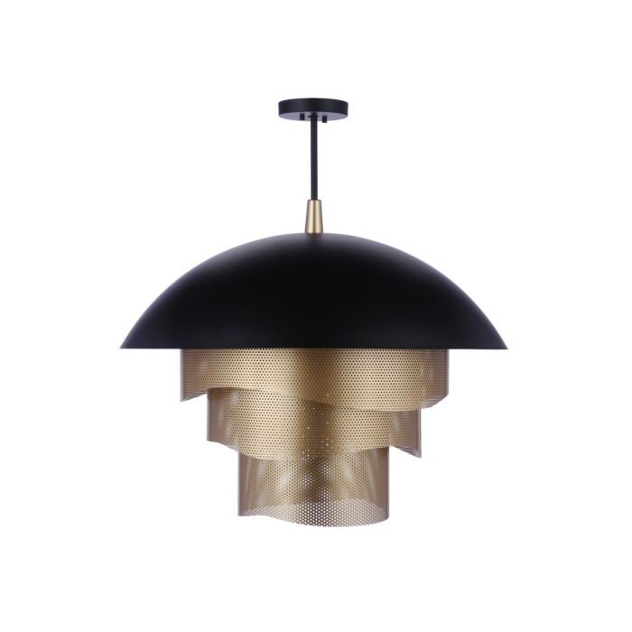 Sculptural Statement Pendants 1-Light LED Pendant in Flat Black with Matte Gold